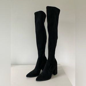 Steve Madden Black Suede Tava Over the Knee Boot